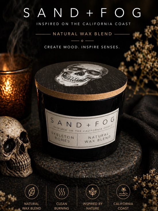 Sand + Fog Other - SAND + FOG Skeleton Bones Scented Candle - Black & Gold